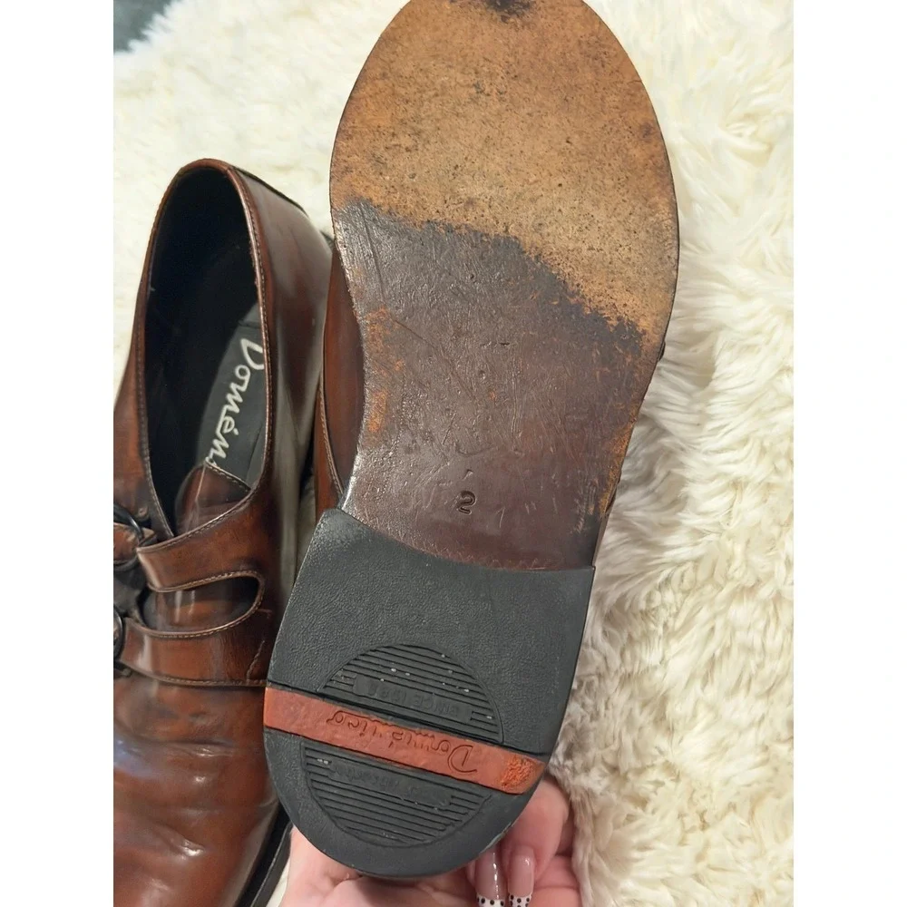 Domenico Uomo Double Monk Strap Shoes Mens  42 Brown Good Leather Dress Buckle
